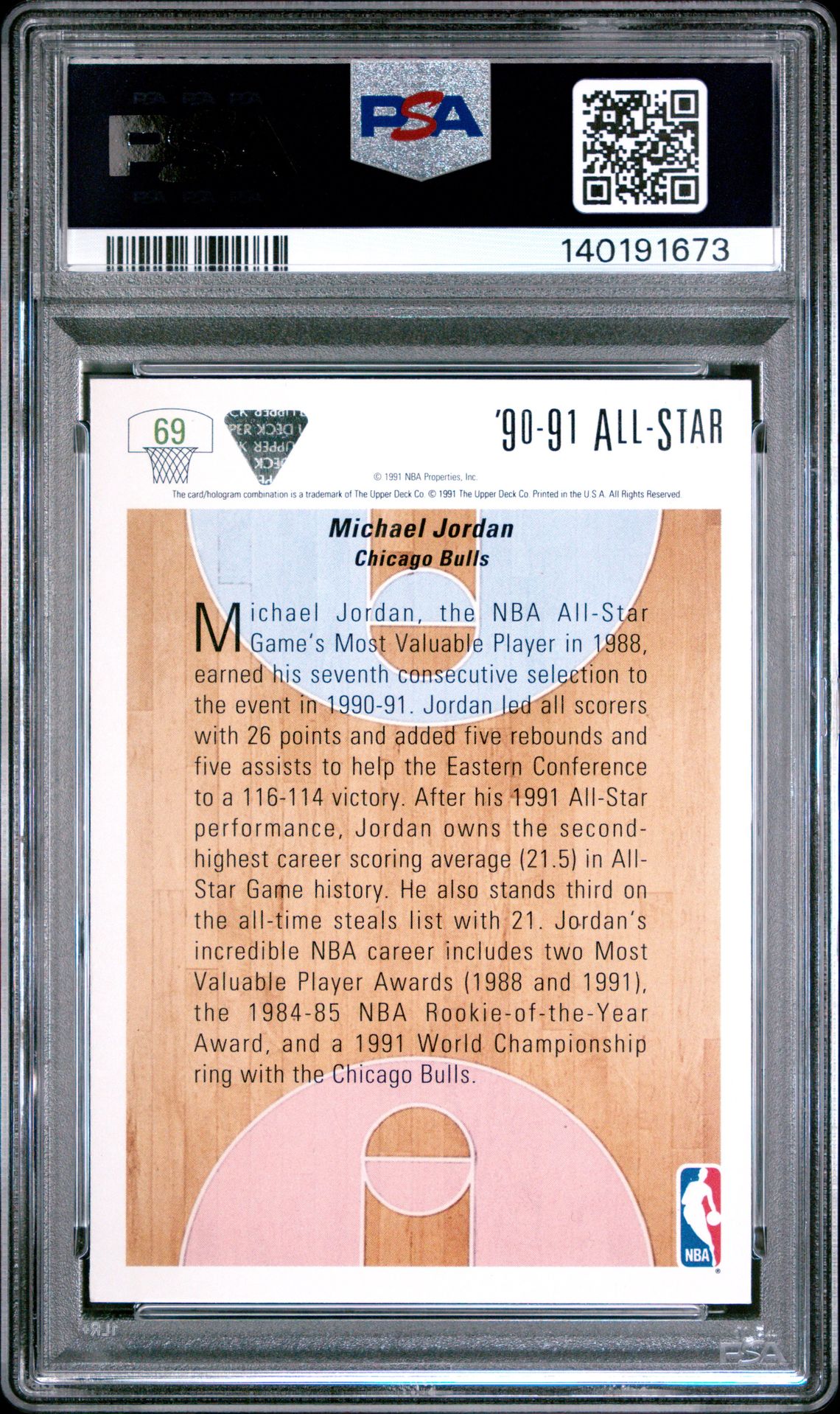 1991 Upper Deck Michael Jordan #69 Mint 9 back