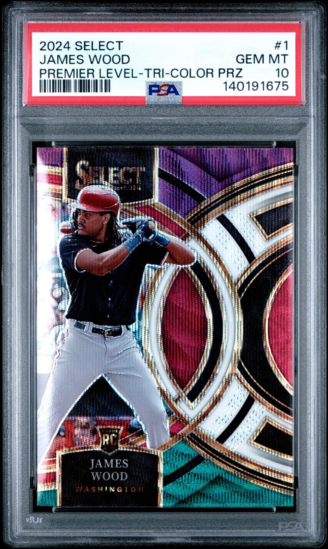2024 Panini Select Premier Level James Wood #1 (Premier Level-Tri-Color Prz) Gem Mt 10 front