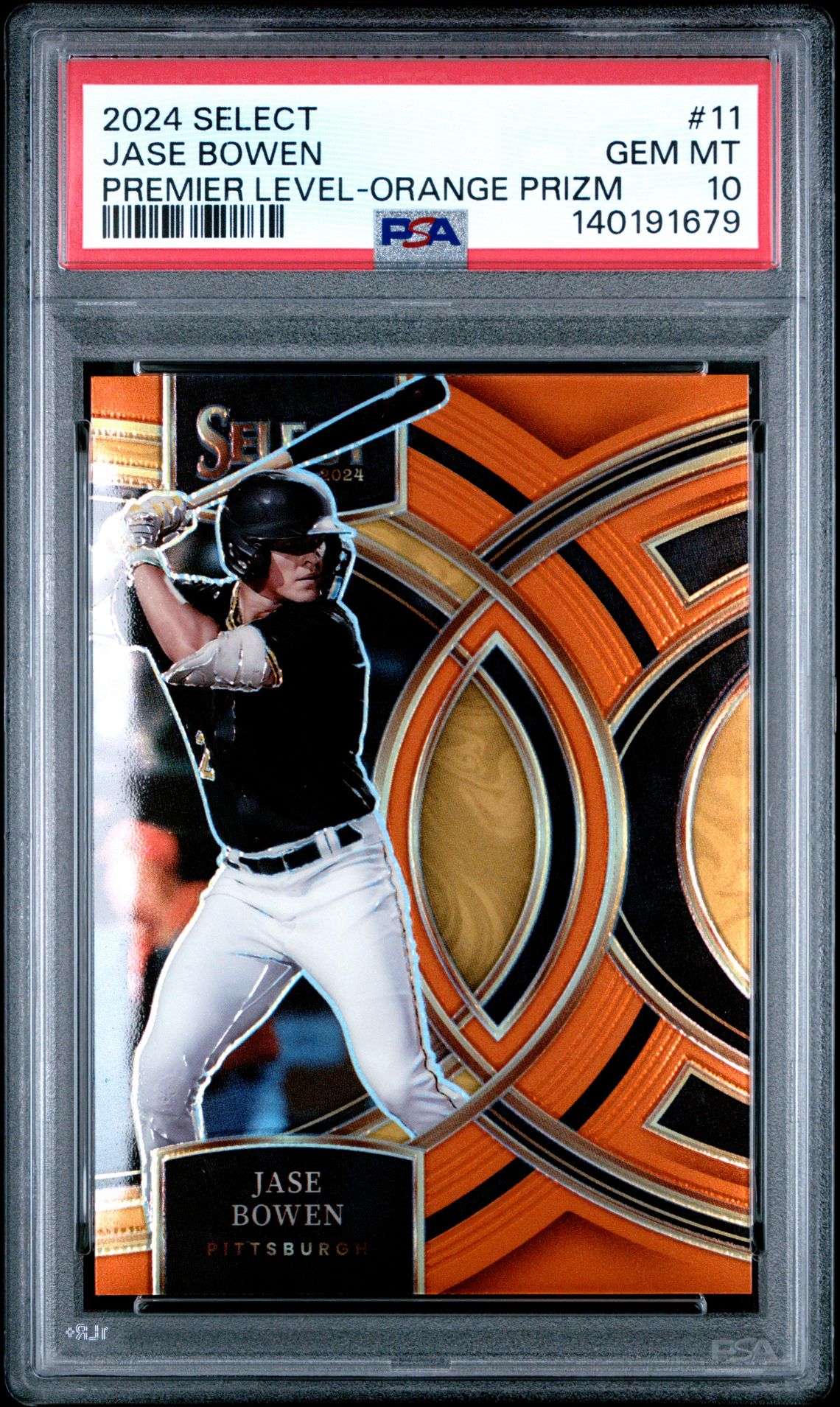 2024 Panini Select Premier Level Jase Bowen #11 (Premier Level-Orange Prizm) Gem Mt 10 front