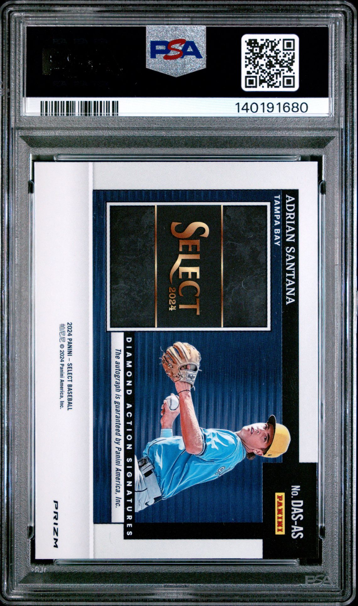 2024 Panini Select Diamond Action Signatures Adrian Santana #Dasas Gem Mt 10 back