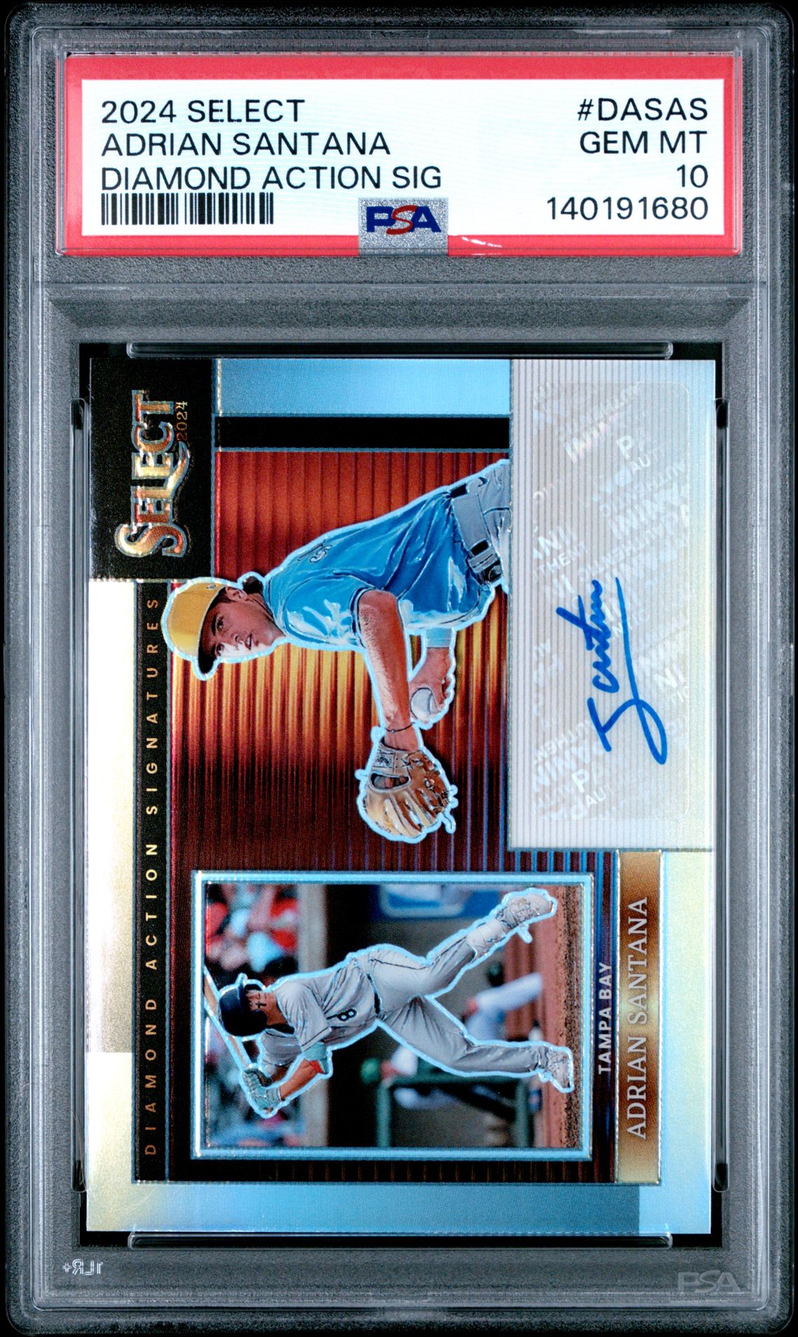 2024 Panini Select Diamond Action Signatures Adrian Santana #Dasas Gem Mt 10 front