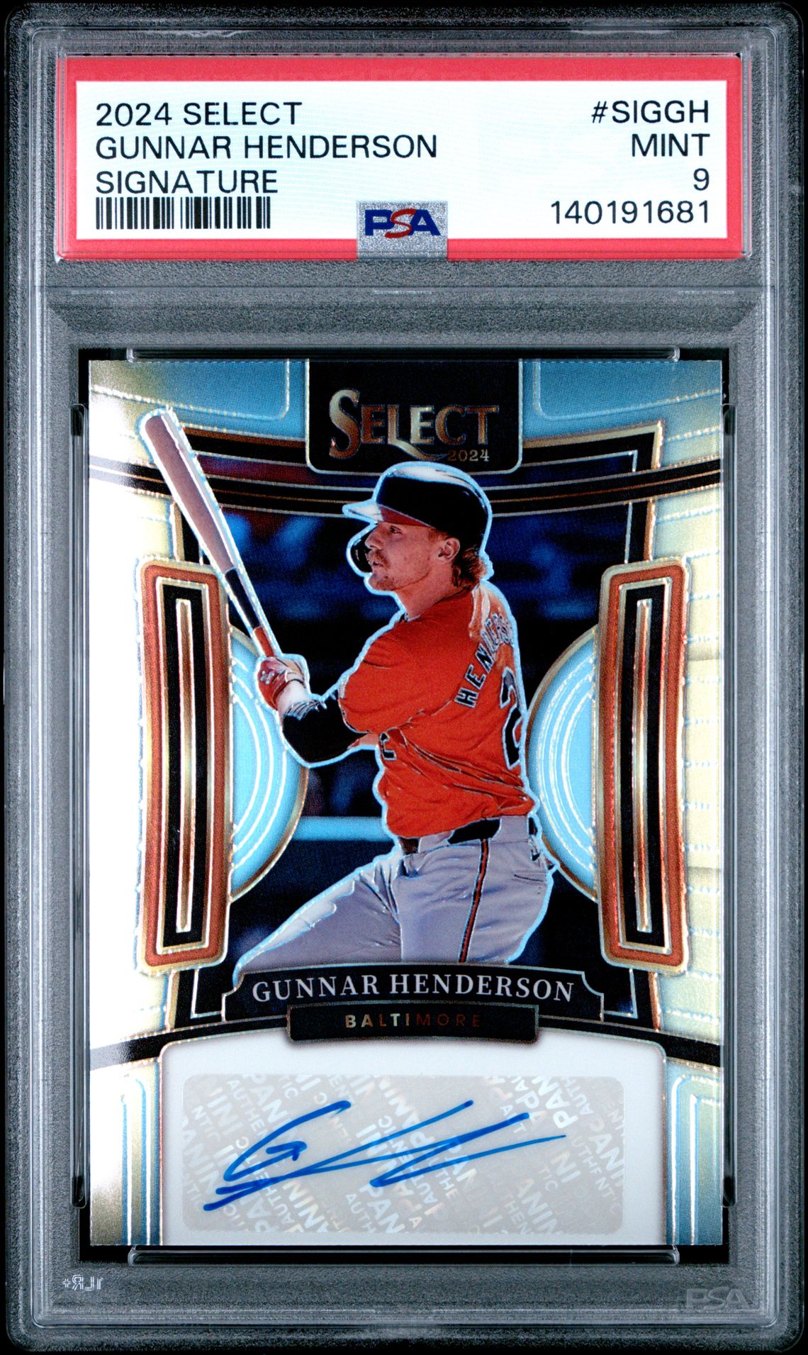 2024 Panini Select Signatures Gunnar Henderson #Siggh Mint 9 front