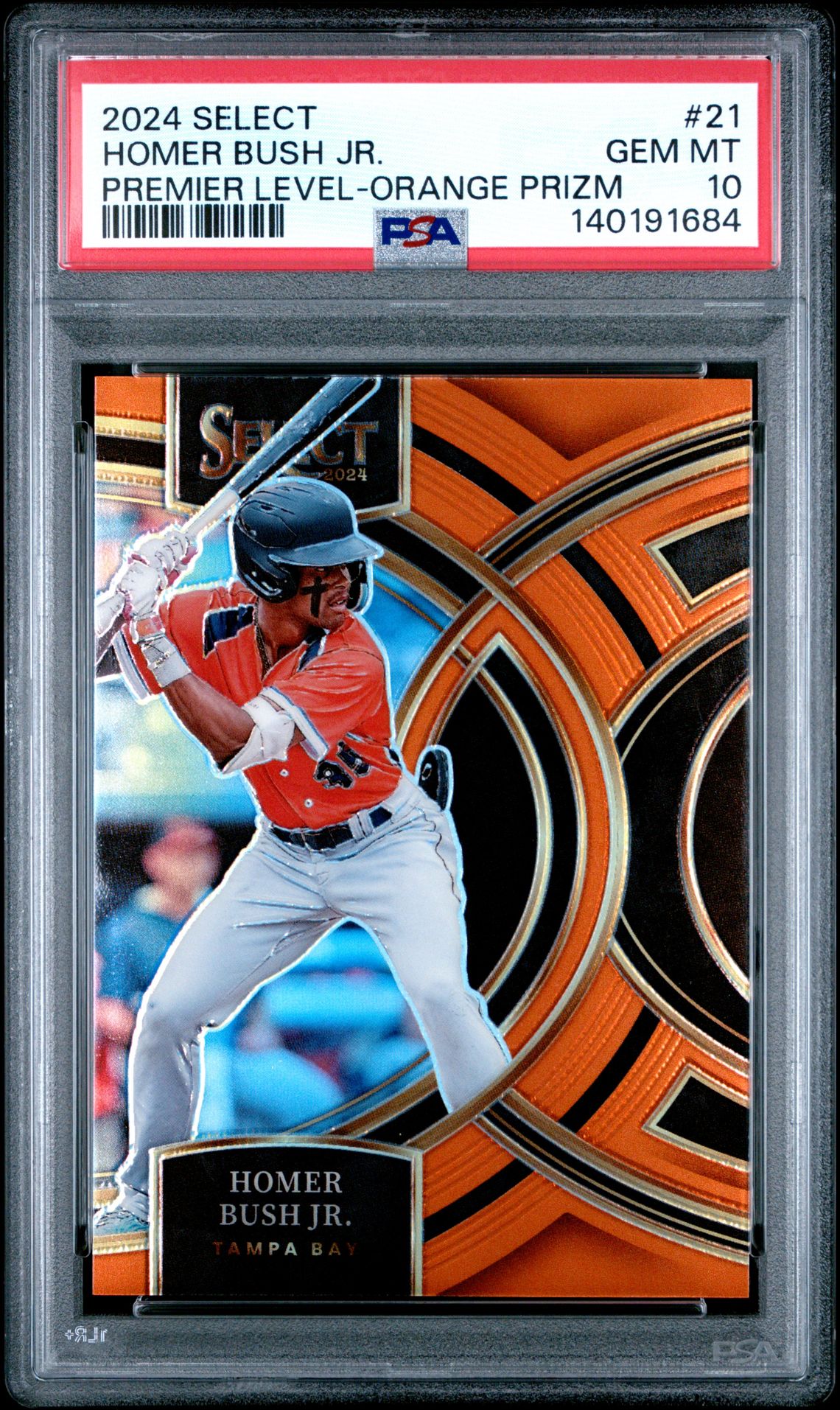 2024 Panini Select Premier Level Homer Bush Jr. #21 (Premier Level-Orange Prizm) Gem Mt 10 front