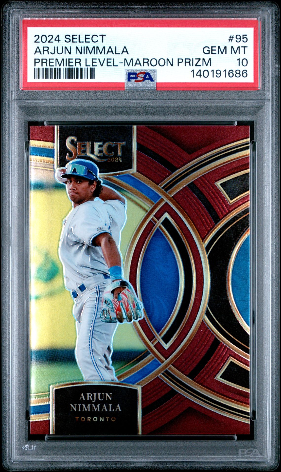 2024 Panini Select Premier Level Arjun Nimmala #95 (Premier Level-Maroon Prizm) Gem Mt 10 front