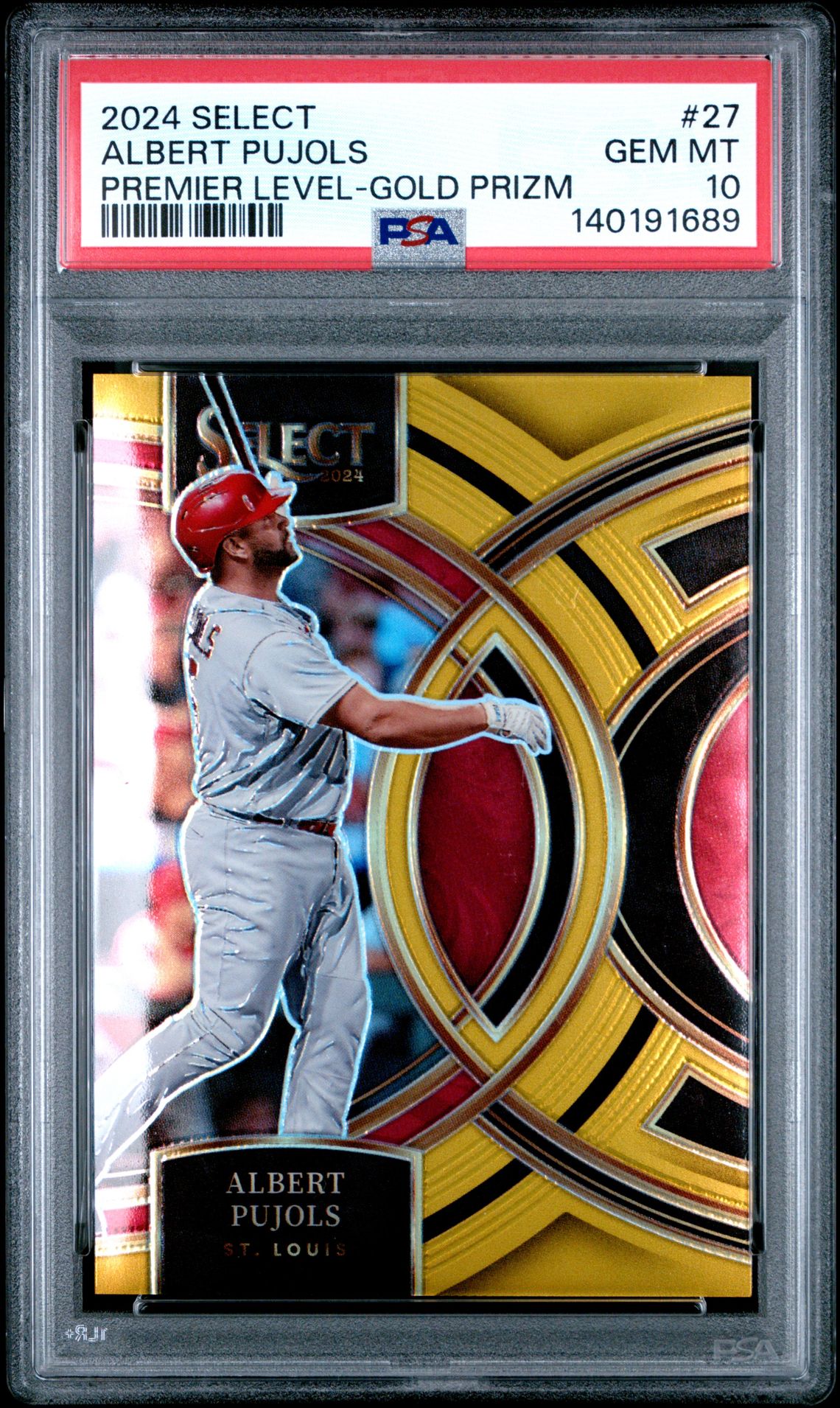 2024 Panini Select Premier Level Albert Pujols #27 (Premier Level-Gold Prizm) Gem Mt 10 front