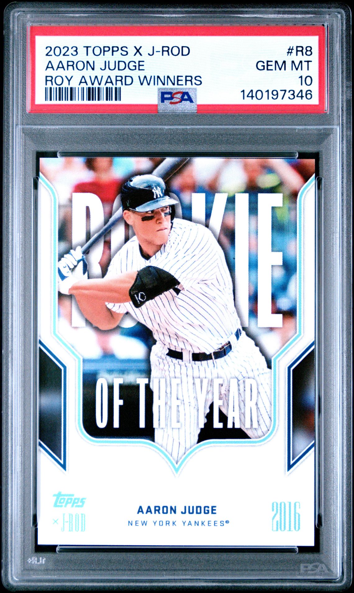 2023 Topps TOPPS X JULIO RODRIGUEZ SHOW OUT COLLECTION ROOKIE OF THE YEAR AWARD WINNERS #R8 Aaron Judge front