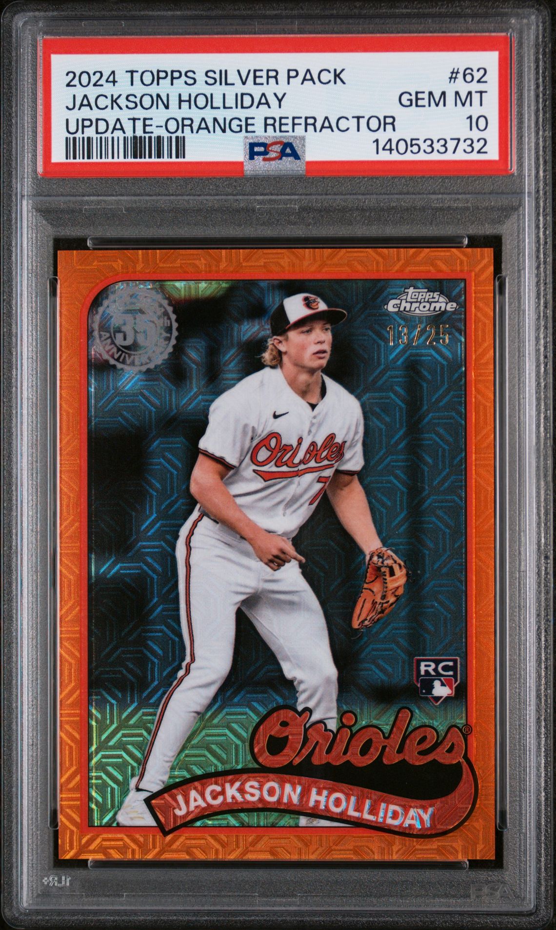 2024 Topps TOPPS SILVER PACK 1989 CHROME PROMO UPDATE-ORANGE REFRACTOR #62 Jackson Holliday front