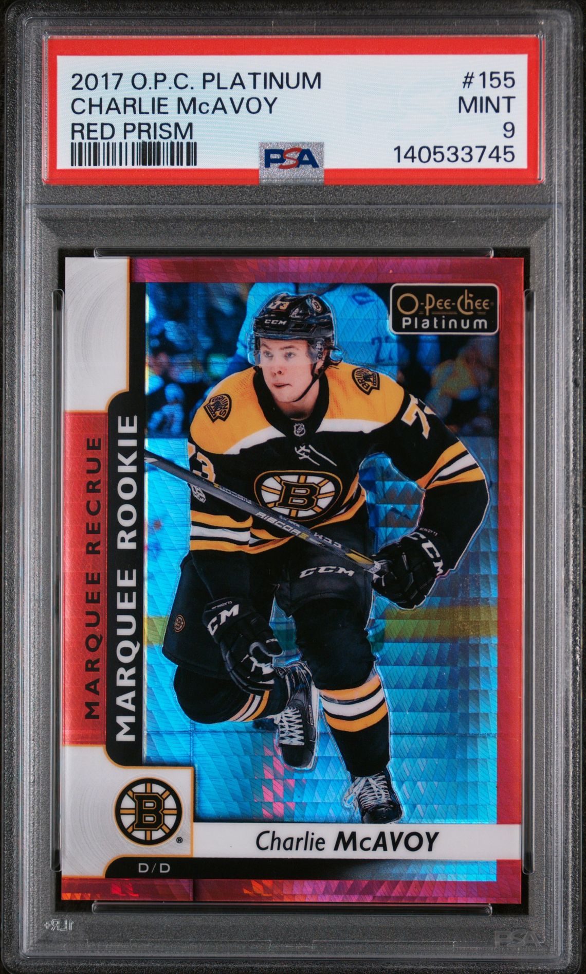 2017 O-Pee-Chee O-PEE-CHEE PLATINUM RED PRISM #155 Charlie Mcavoy front