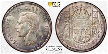 1943 50C Wide Date MS64