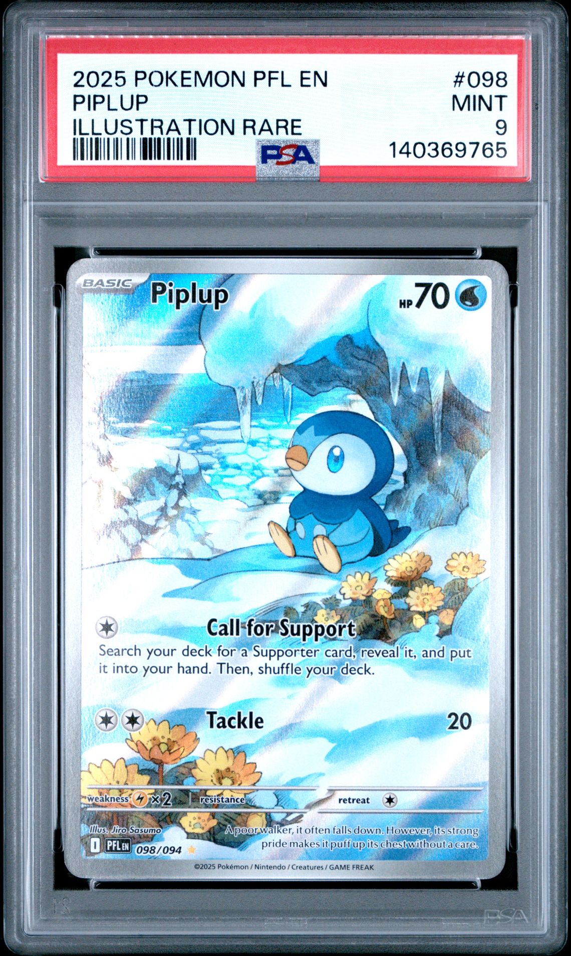 2025 Pokemon Pfl En-Phantasmal Flames Piplup #098 (Illustration Rare) Mint 9 front