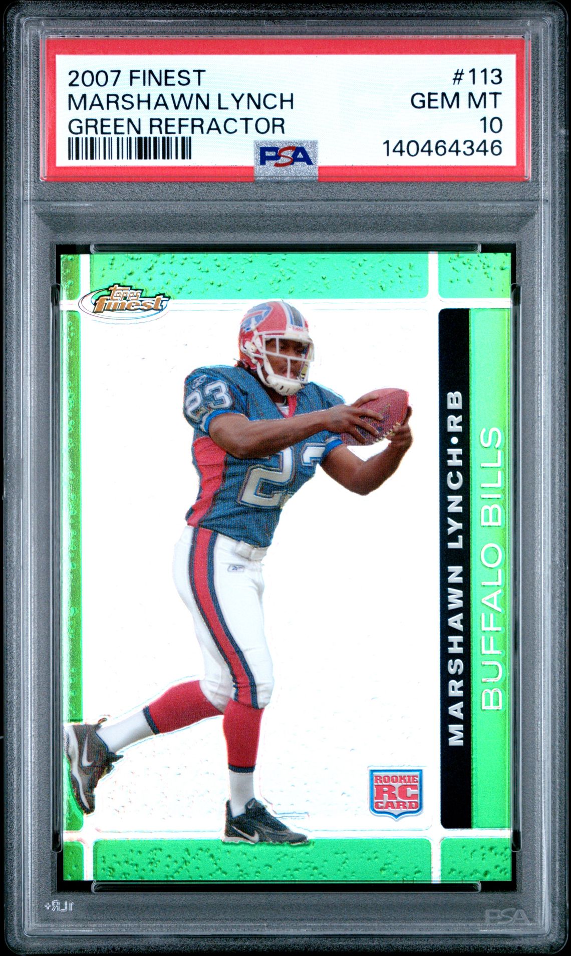 2007 Finest FINEST GREEN REFRACTOR #113 Marshawn Lynch front