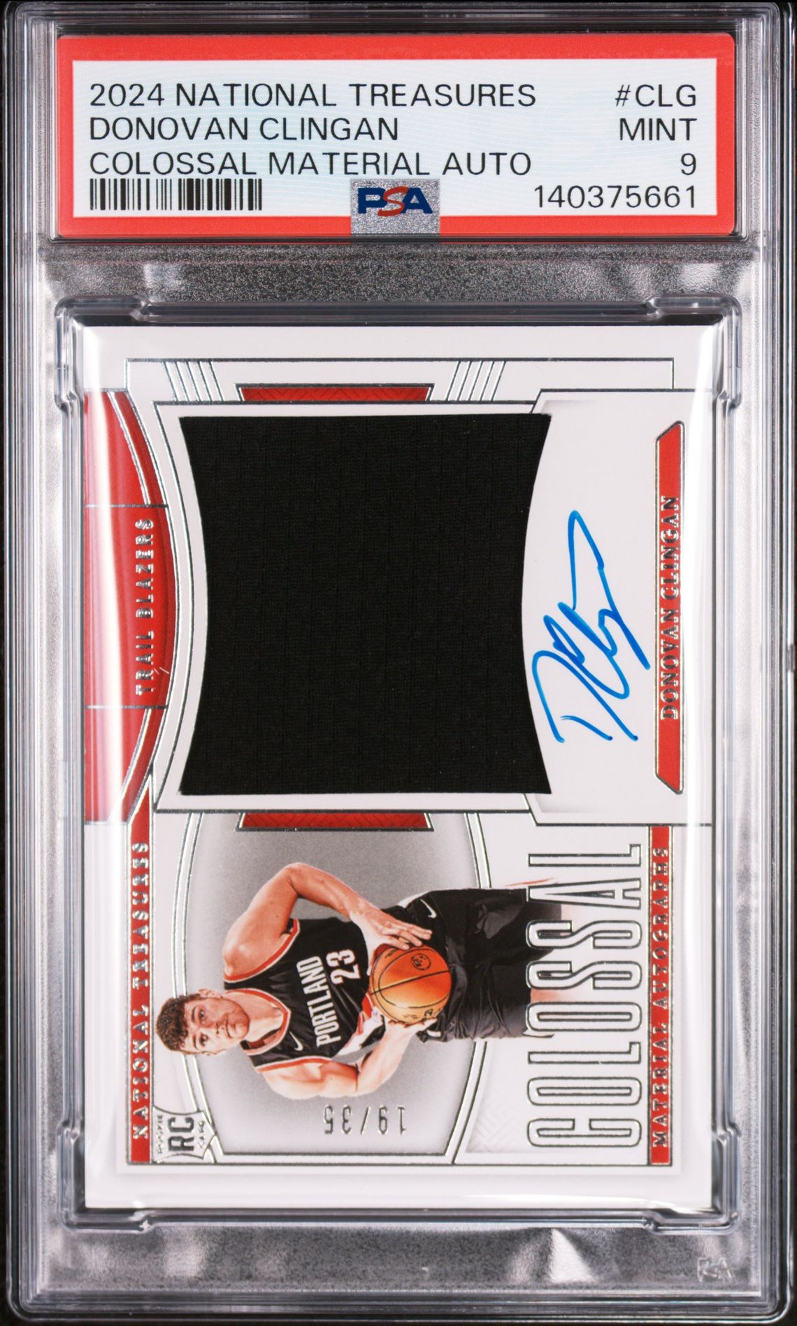2024 Panini PANINI NATIONAL TREASURES COLOSSAL MATERIAL AUTOGRAPHS #CLG Donovan Clingan front