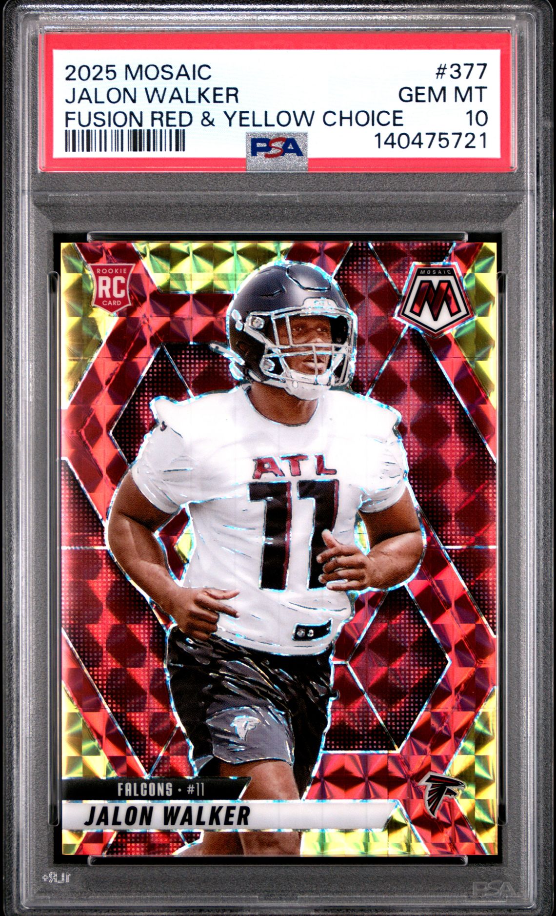 2025 Panini Mosaic Jalon Walker #377 (Fusion Red & Yellow Choice) Gem Mt 10 front
