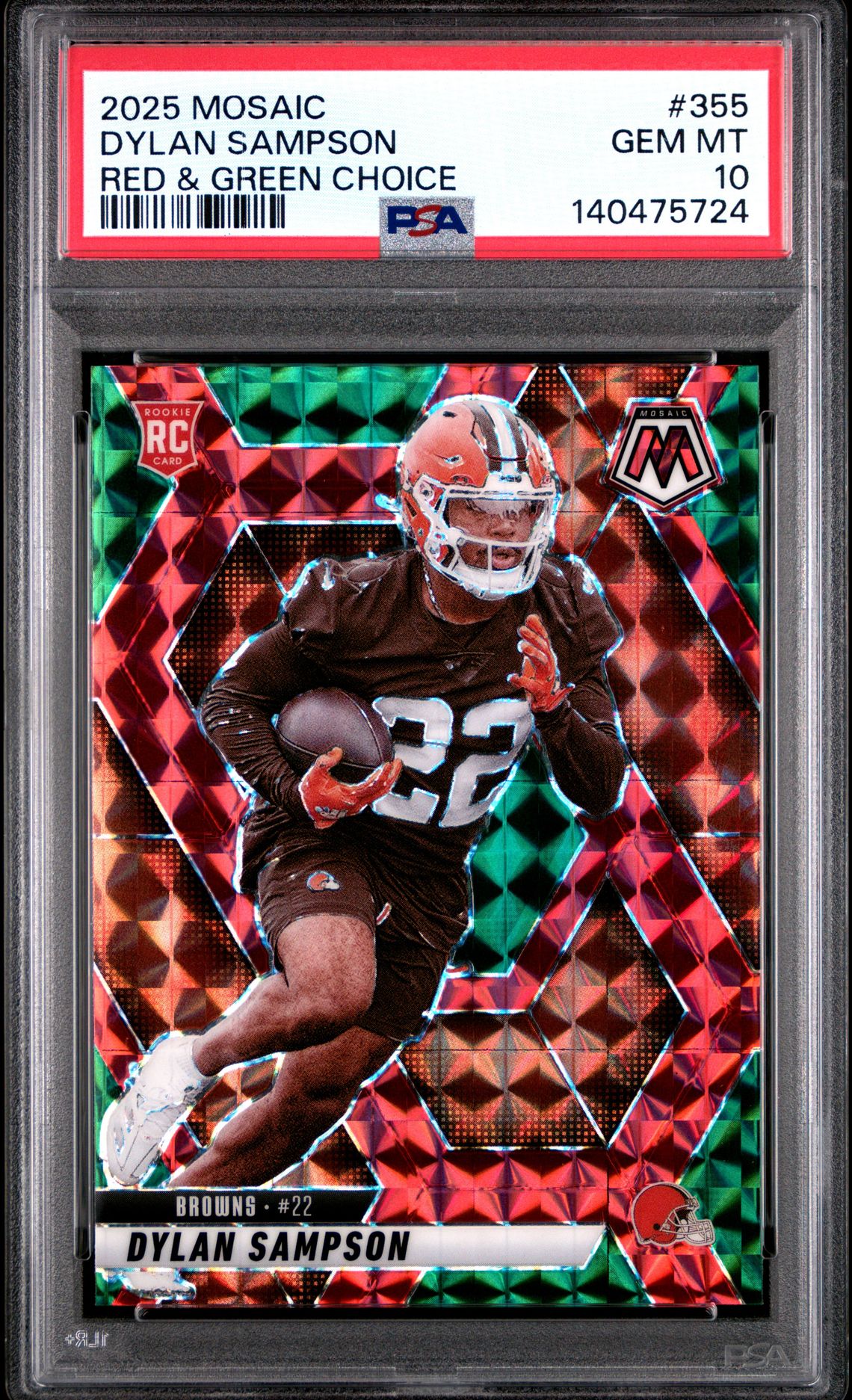 2025 Panini Mosaic Dylan Sampson #355 (Red & Green Choice) Gem Mt 10 front