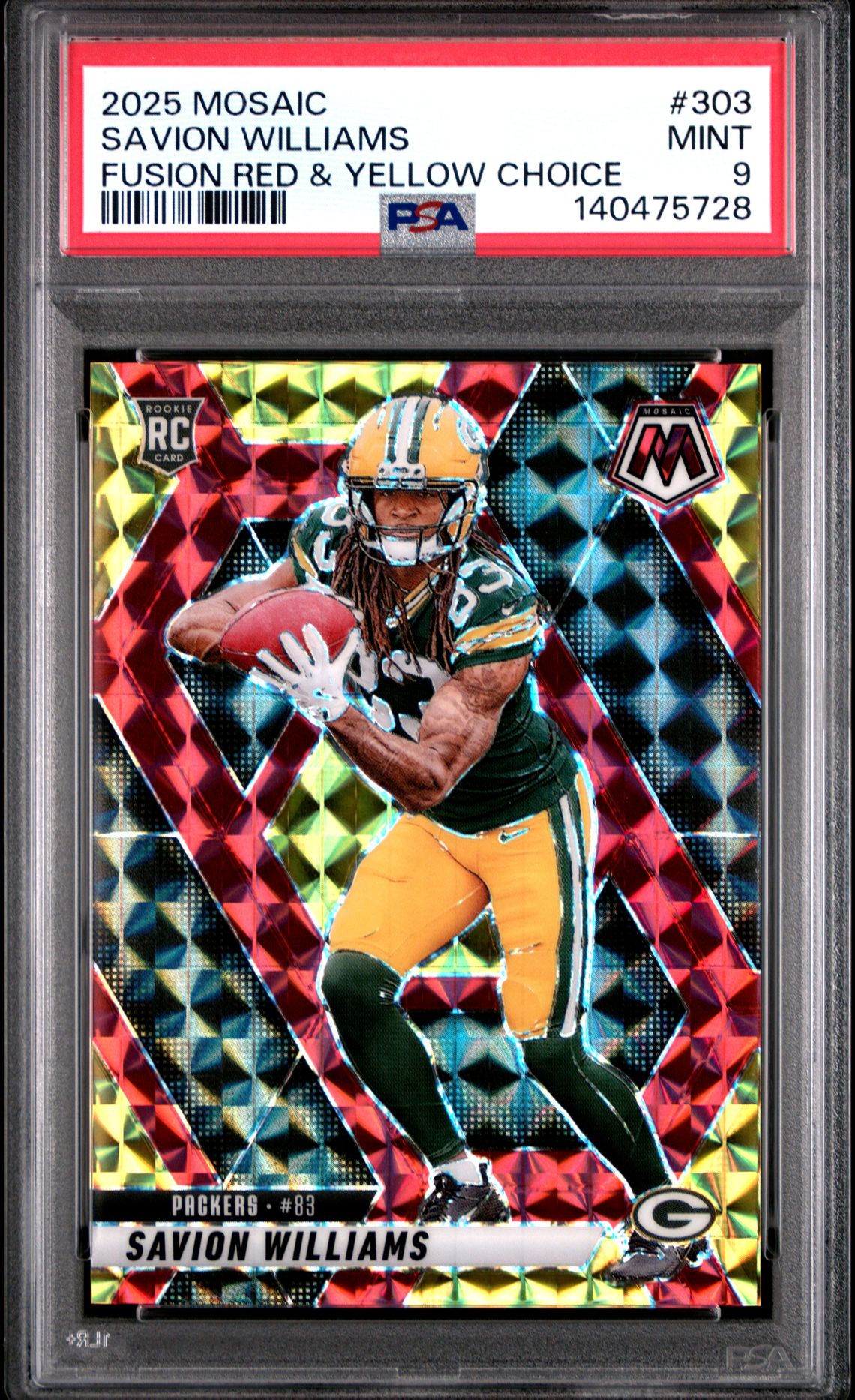 2025 Panini Mosaic Savion Williams #303 (Fusion Red & Yellow Choice) Mint 9 front