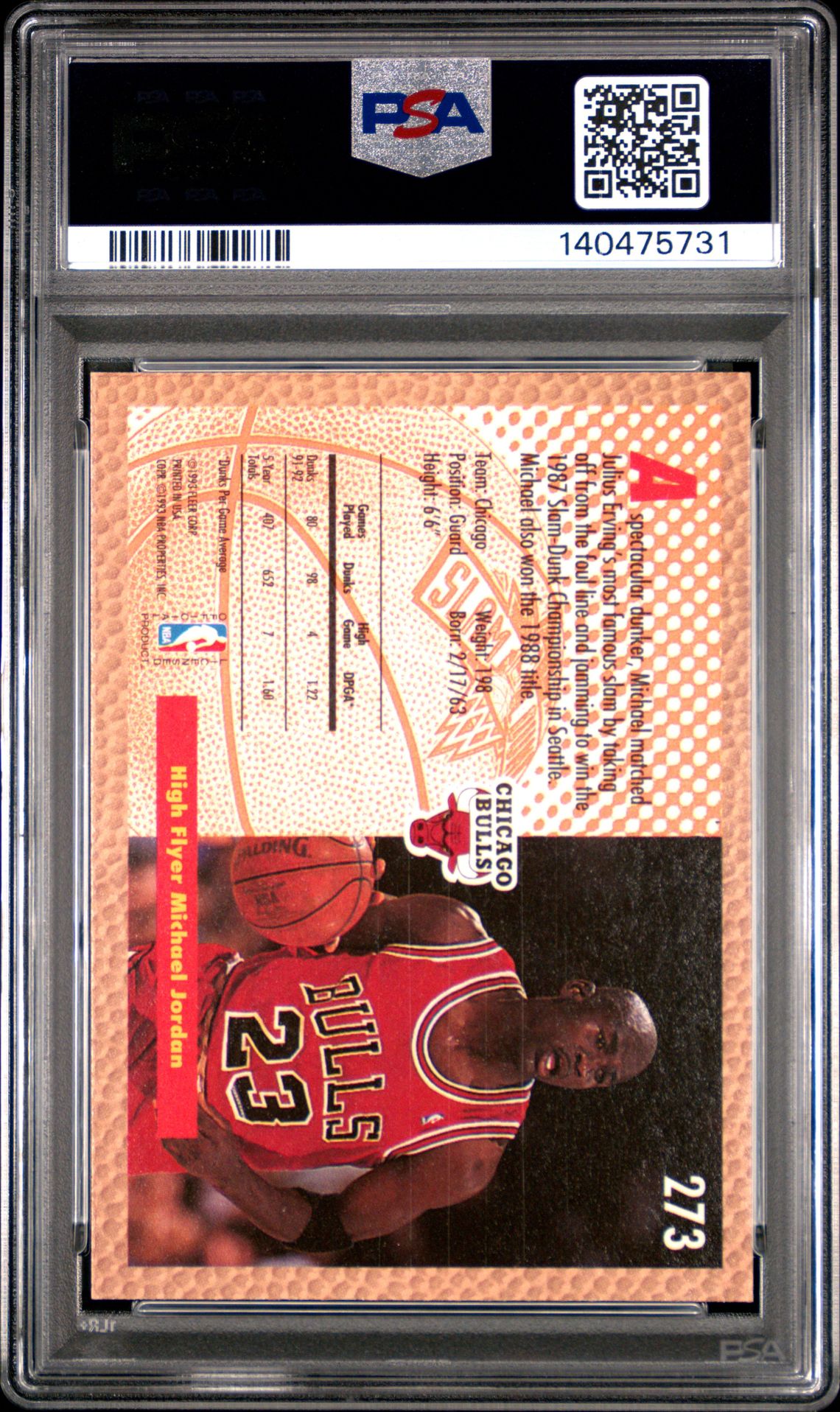 1992 Fleer Michael Jordan #273 Nm 7 back