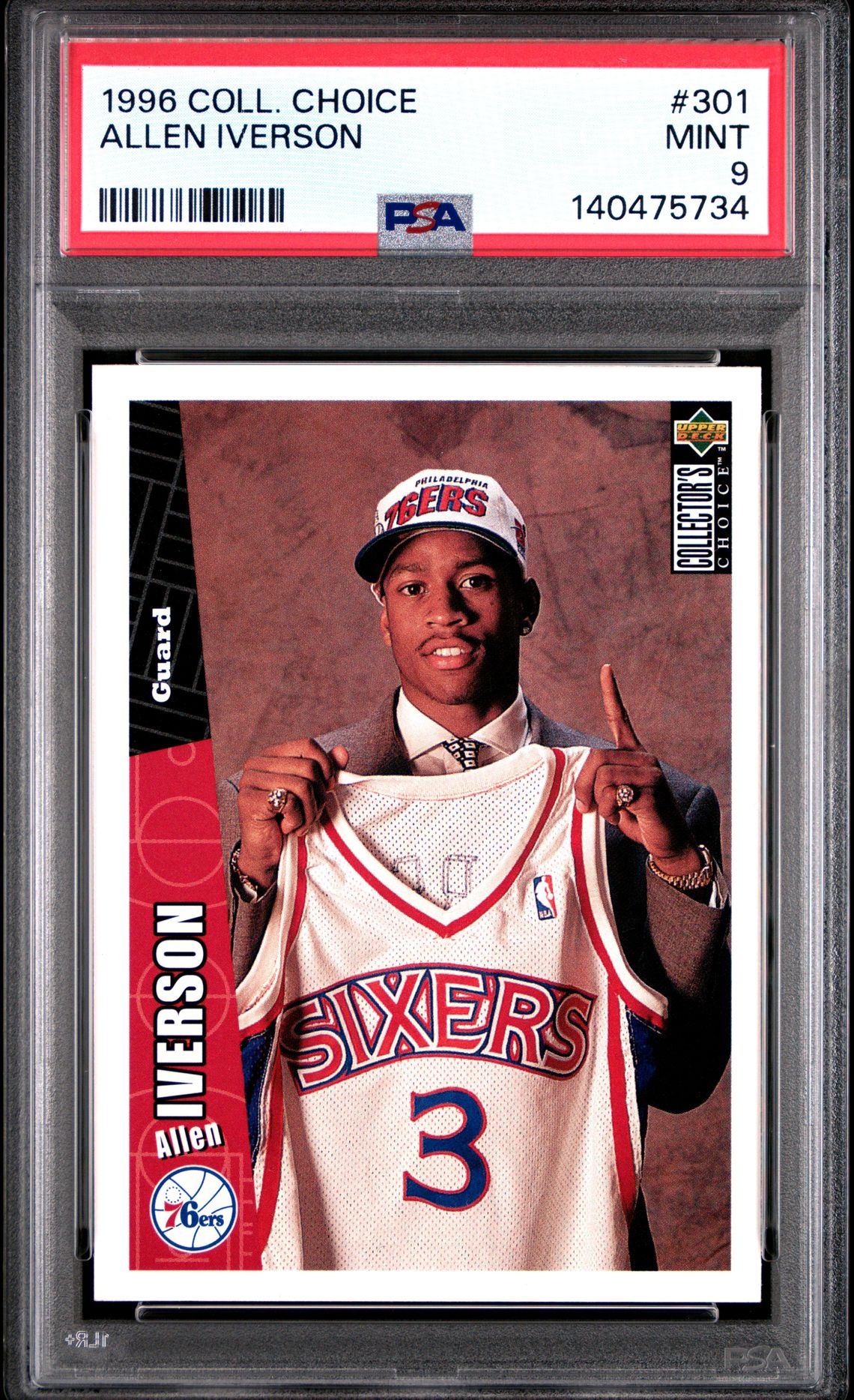 1996 Collector's Choice Allen Iverson #301 Mint 9 front
