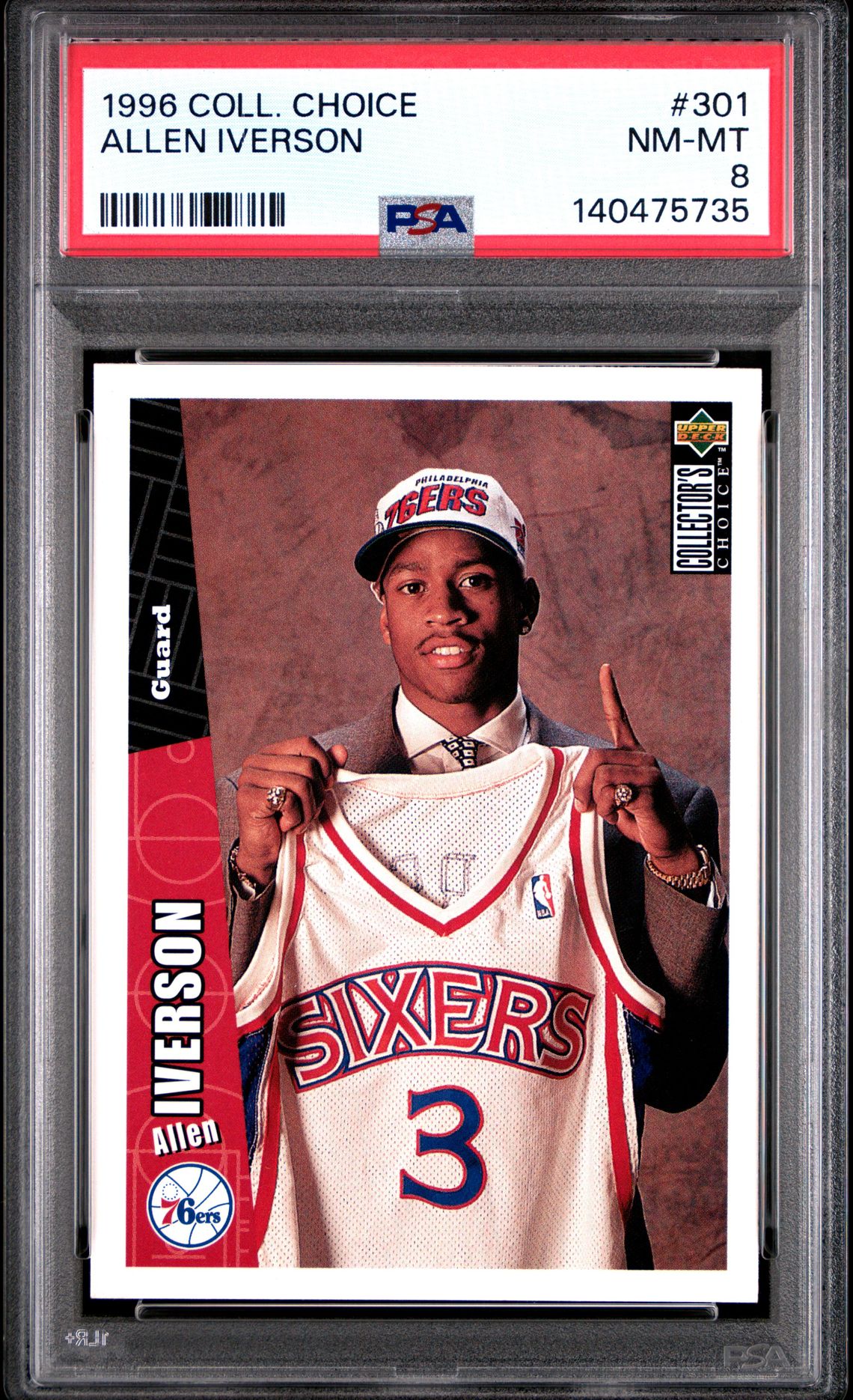 1996 Collector's Choice Allen Iverson #301 Nm-Mt 8 front