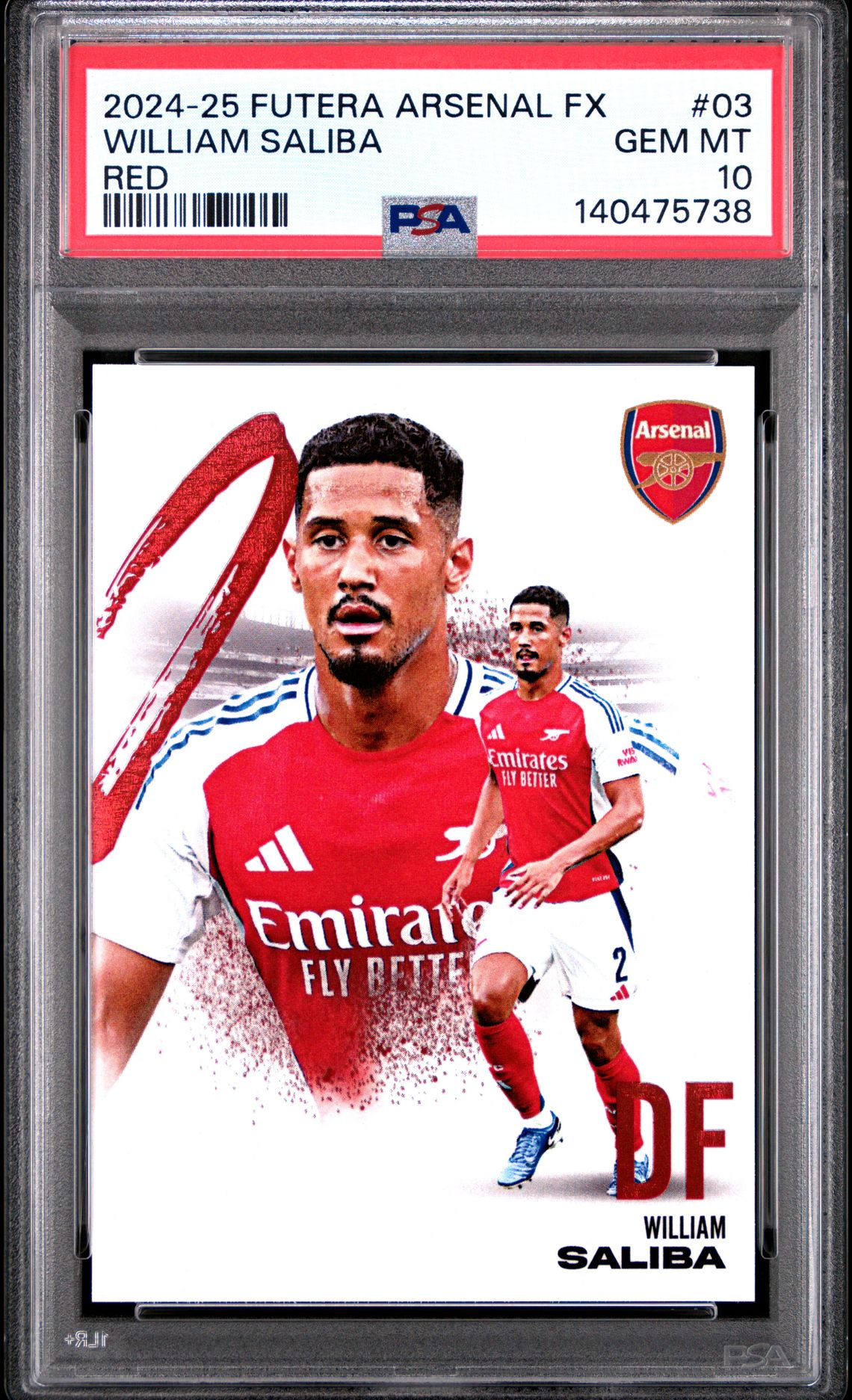 2024-25 Futera Arsenal Fx Collection William Saliba #03 (Red) Gem Mt 10 front
