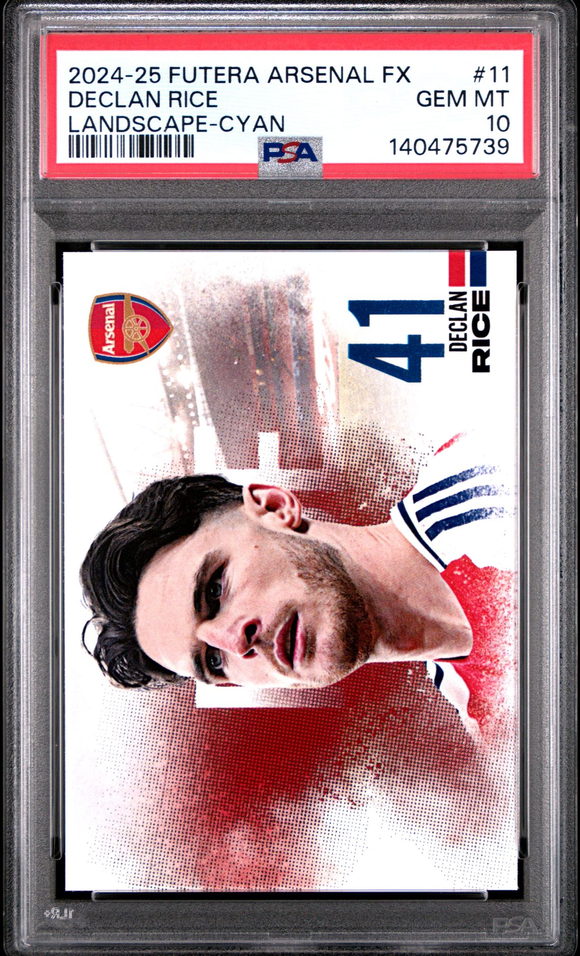 2024-25 Futera Arsenal Fx Collection Landscape Declan Rice #11 (Landscape-Cyan) Gem Mt 10 front