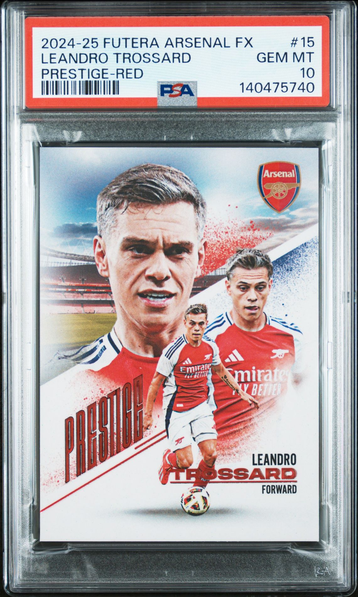2024-25 Futera Arsenal Fx Collection Prestige Leandro Trossard #15 (Prestige-Red) Gem Mt 10 front