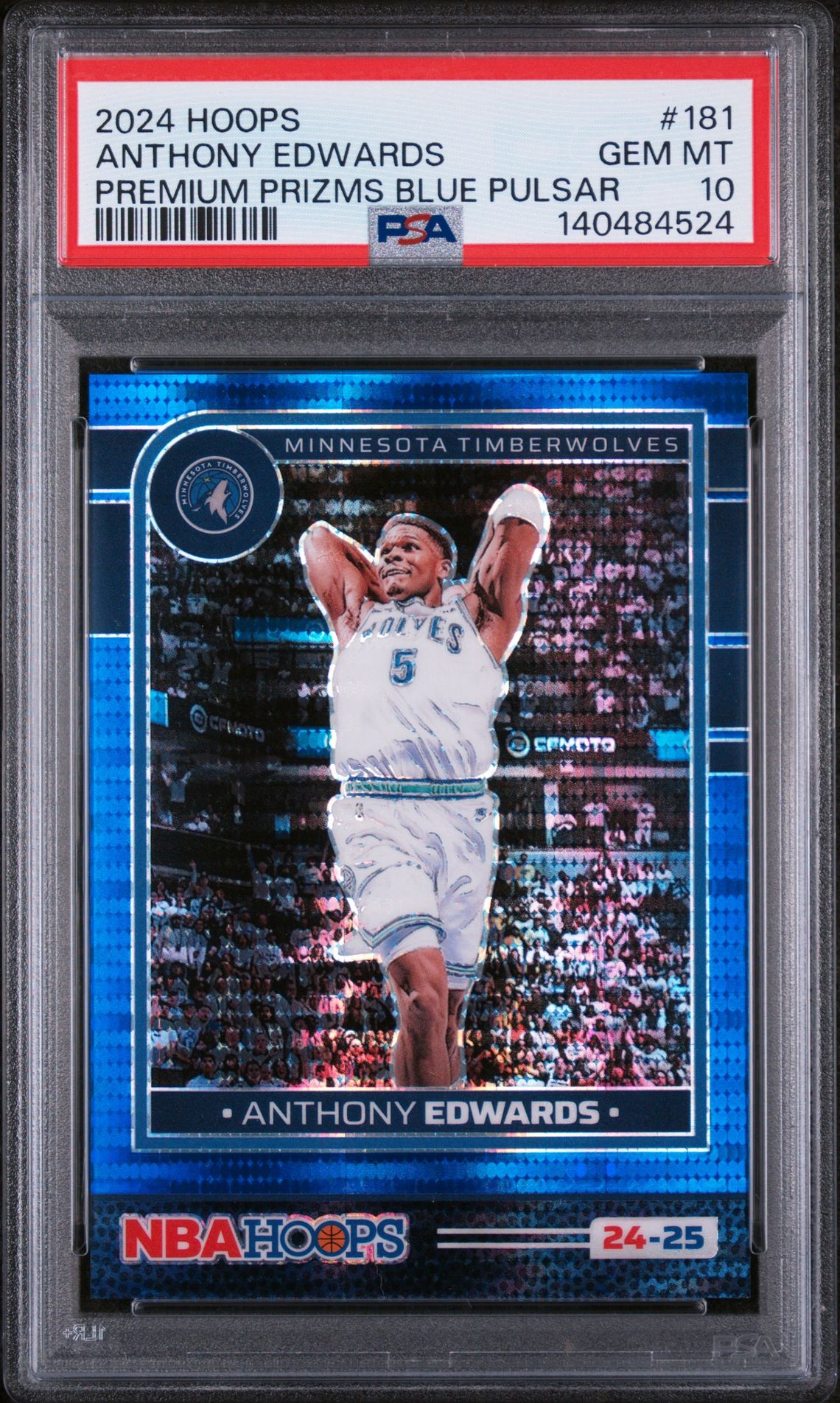 2024 Panini PANINI NBA HOOPS PREMIUM PRIZMS BLUE PULSAR #181 Anthony Edwards front