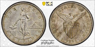 1904-S Peso AU55