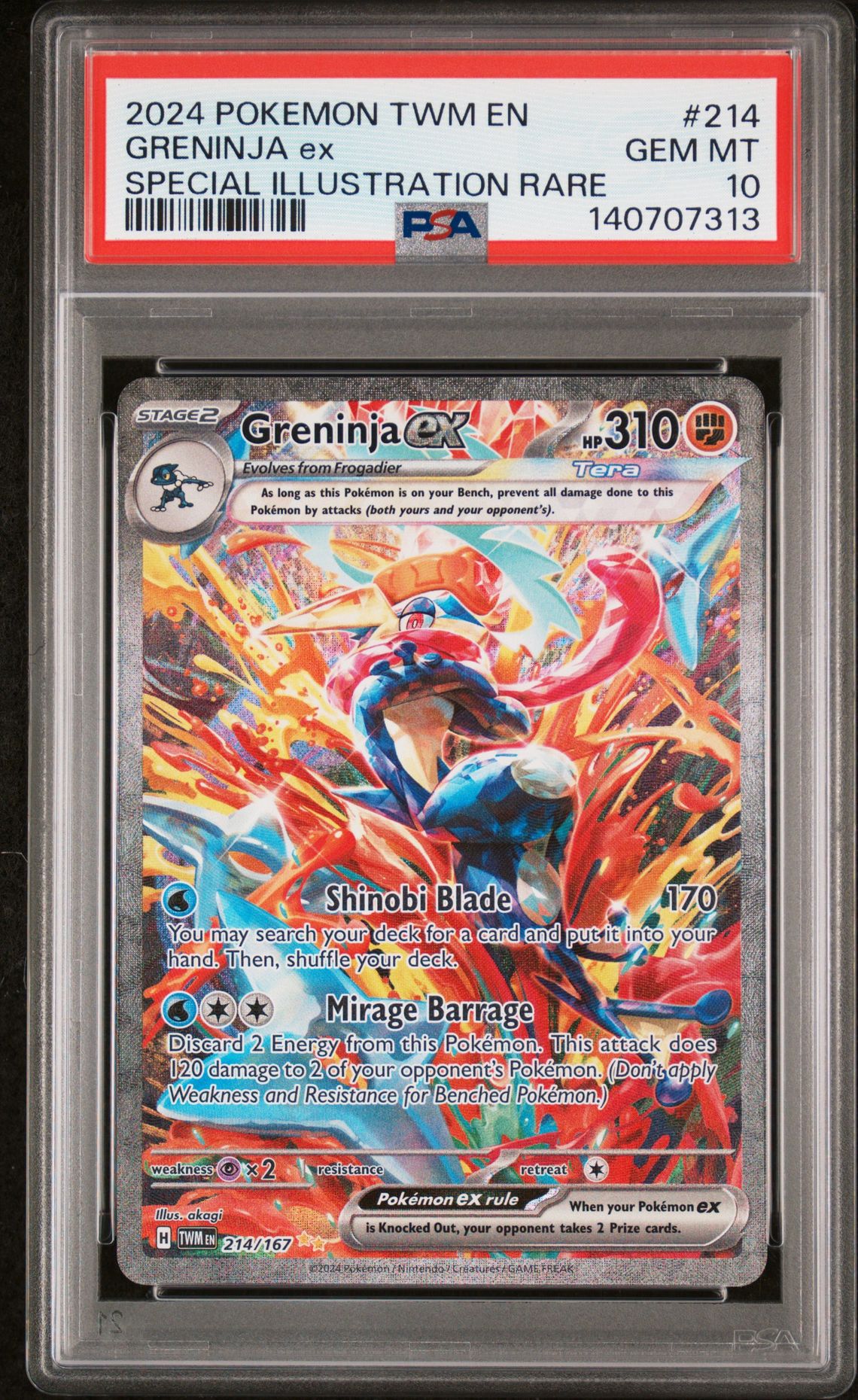 2024 Pokemon POKEMON TWM EN-TWILIGHT MASQUERADE SPECIAL ILLUSTRATION RARE #214 Greninja Ex front