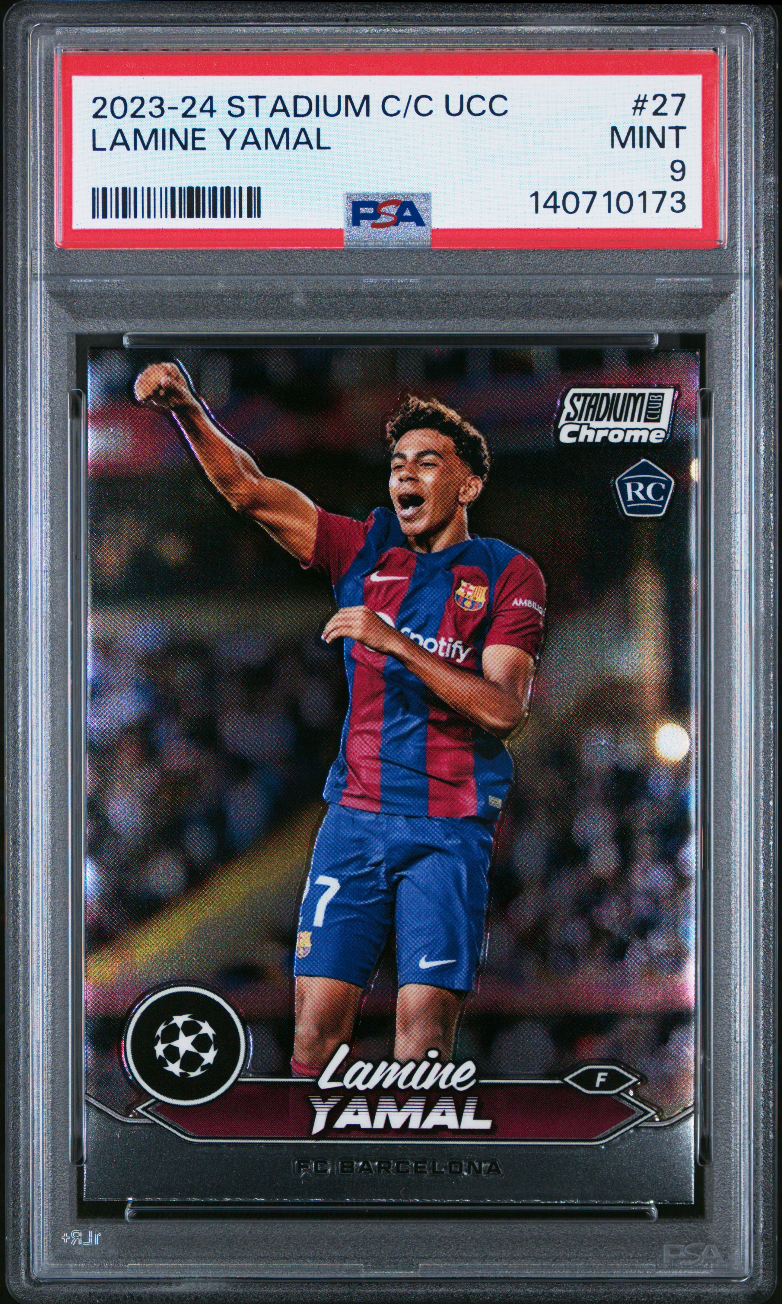 2023 #27 Lamine Yamal PSA 9 Topps Stadium Club Chrome UEFA Club Competitions