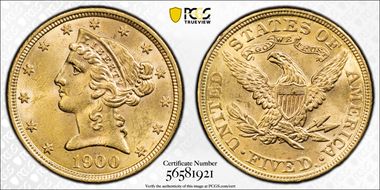 1900 $5 MS62