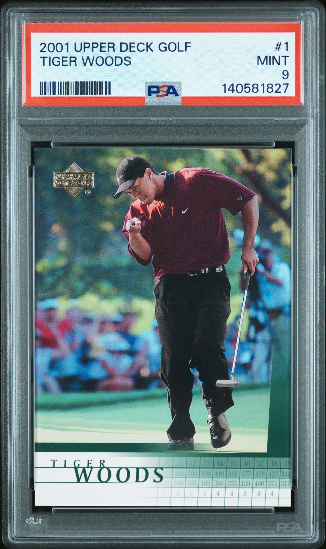 2001 Upper Deck Golf Tiger Woods #1 Mint 9 front