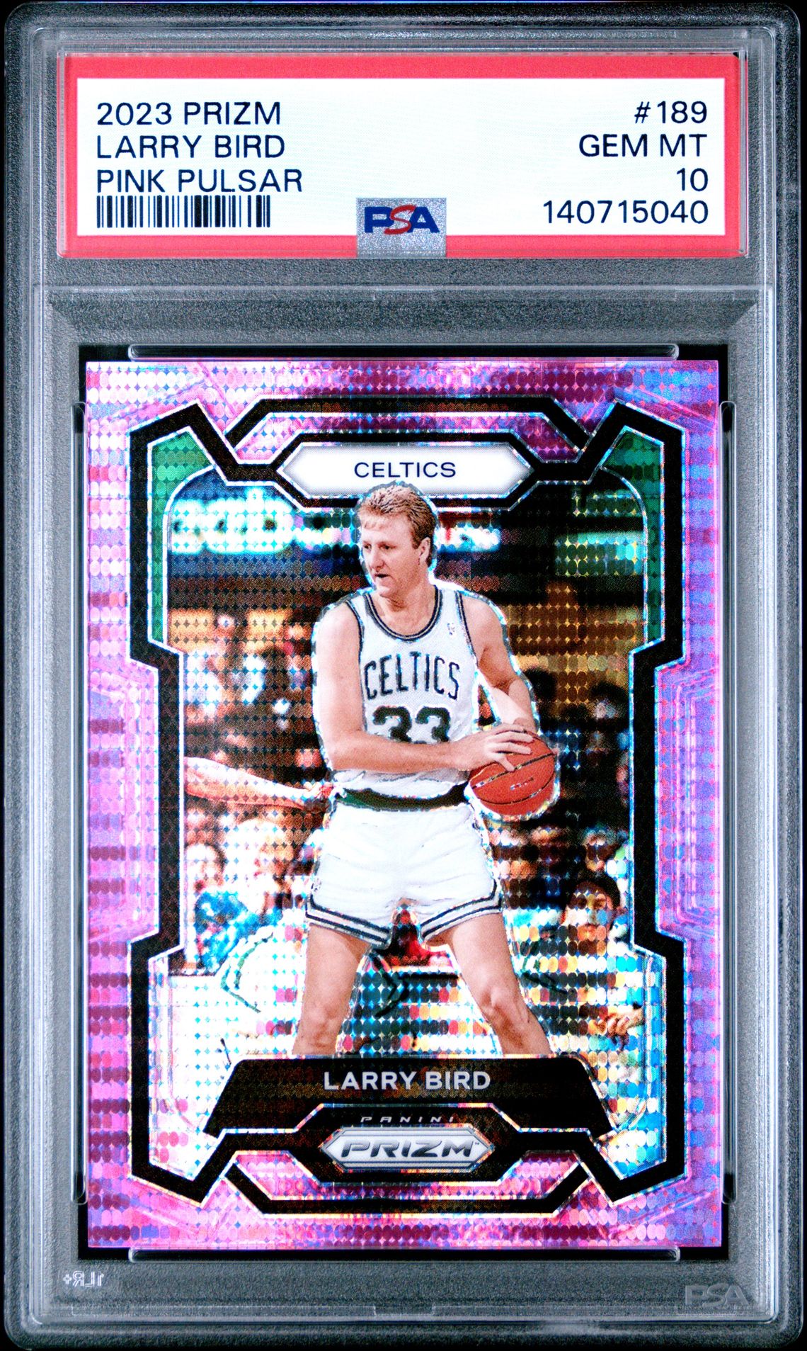 2023 Panini PANINI PRIZM PINK PULSAR #189 Larry Bird front