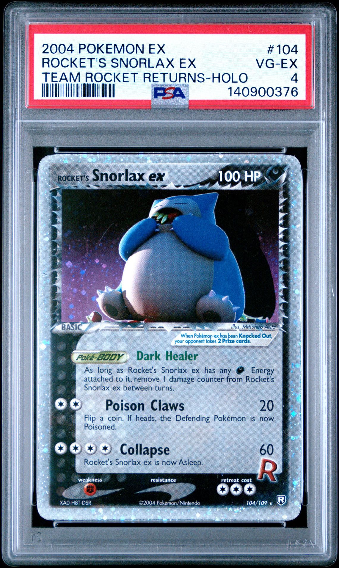 2004 Pokemon POKEMON EX TEAM ROCKET RETURNS HOLO #104 Rocket's Snorlax EX front