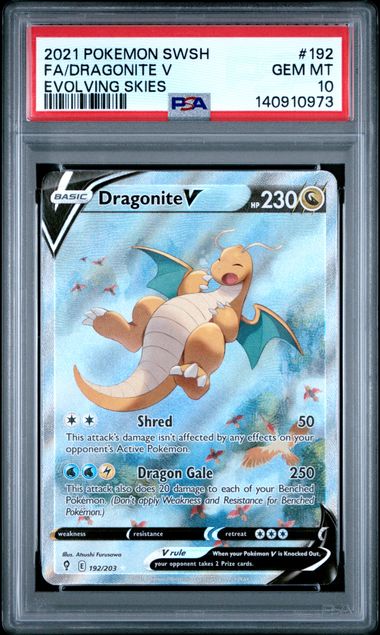 2021 Pokemon POKEMON SWORD & SHIELD EVOLVING SKIES EVOLVING SKIES #192 Fa/Dragonite V front