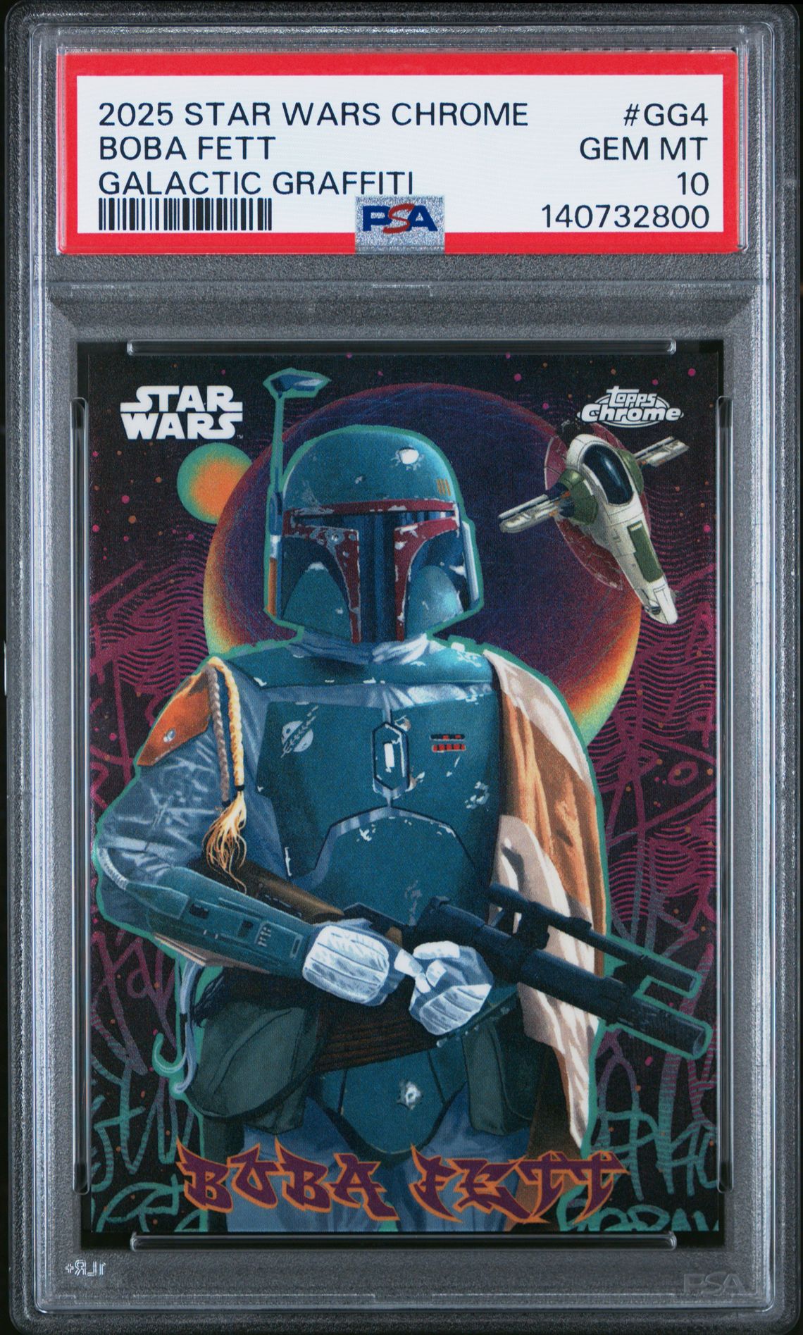 2025 Topps TOPPS CHROME STAR WARS GALACTIC GRAFFITI #GG4 Boba Fett front