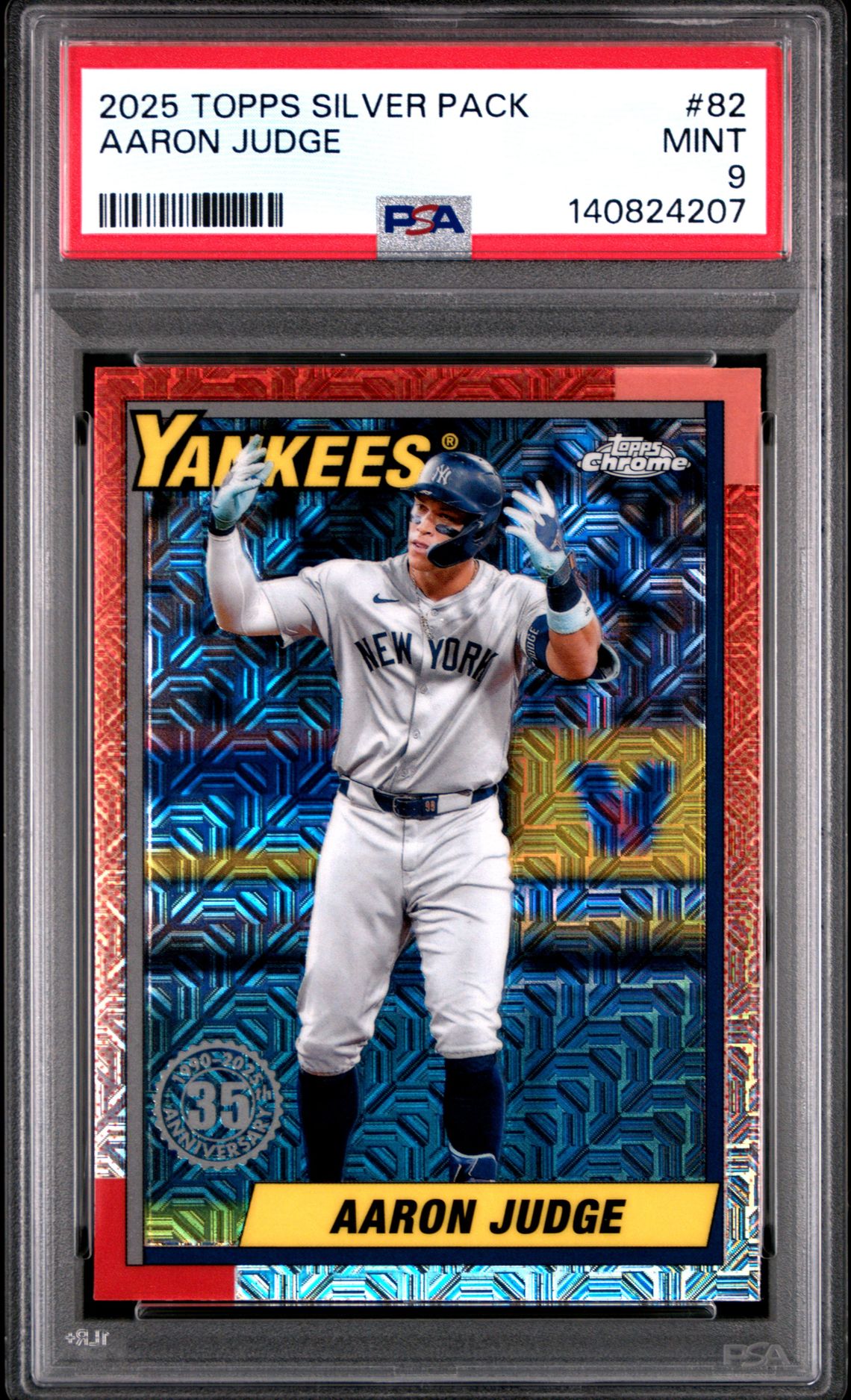 2025 Topps Silver Pack 1990 Chrome Promo Aaron Judge #82 Mint 9 front
