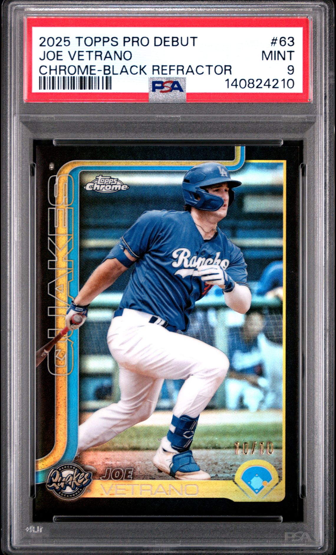 2025 Topps Pro Debut Joe Vetrano #63 (Chrome-Black Refractor) Mint 9 front