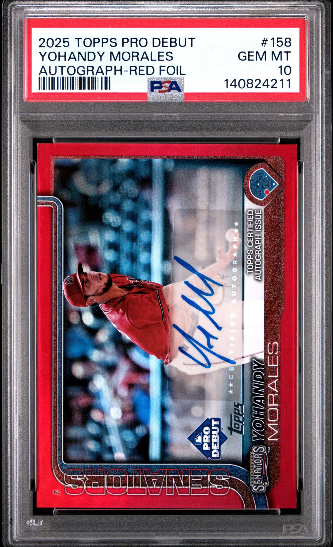 2025 Topps Pro Debut Yohandy Morales #158 (Autograph-Red Foil) Gem Mt 10 front