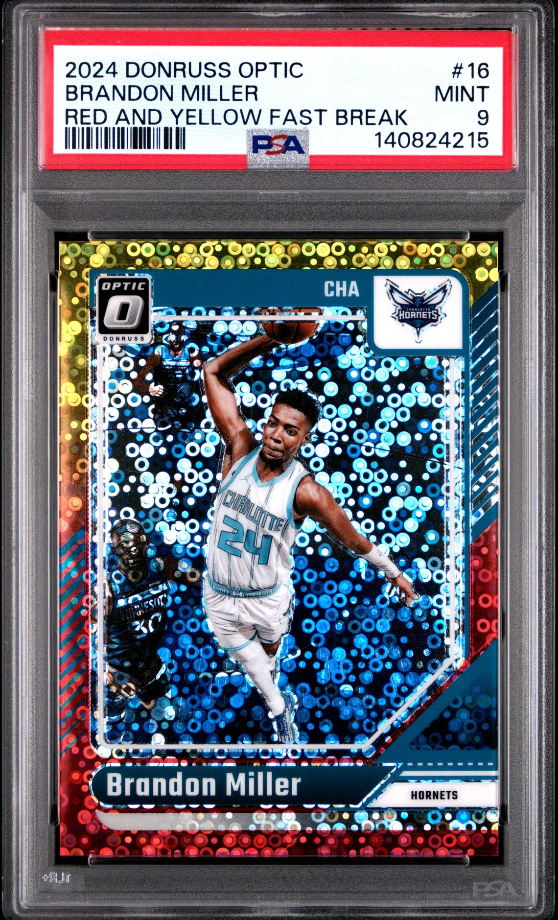 2024 Panini Donruss Optic Brandon Miller #16 (Red And Yellow Fast Break) Mint 9 front