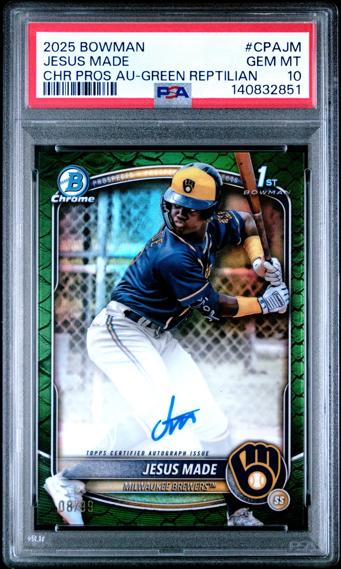 2025 Bowman BOWMAN CHROME PROSPECT AUTOGRAPHS Green #CPAJM Jesus Made front