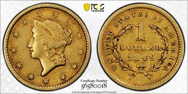 1849 G$1 Closed Wreath XF45