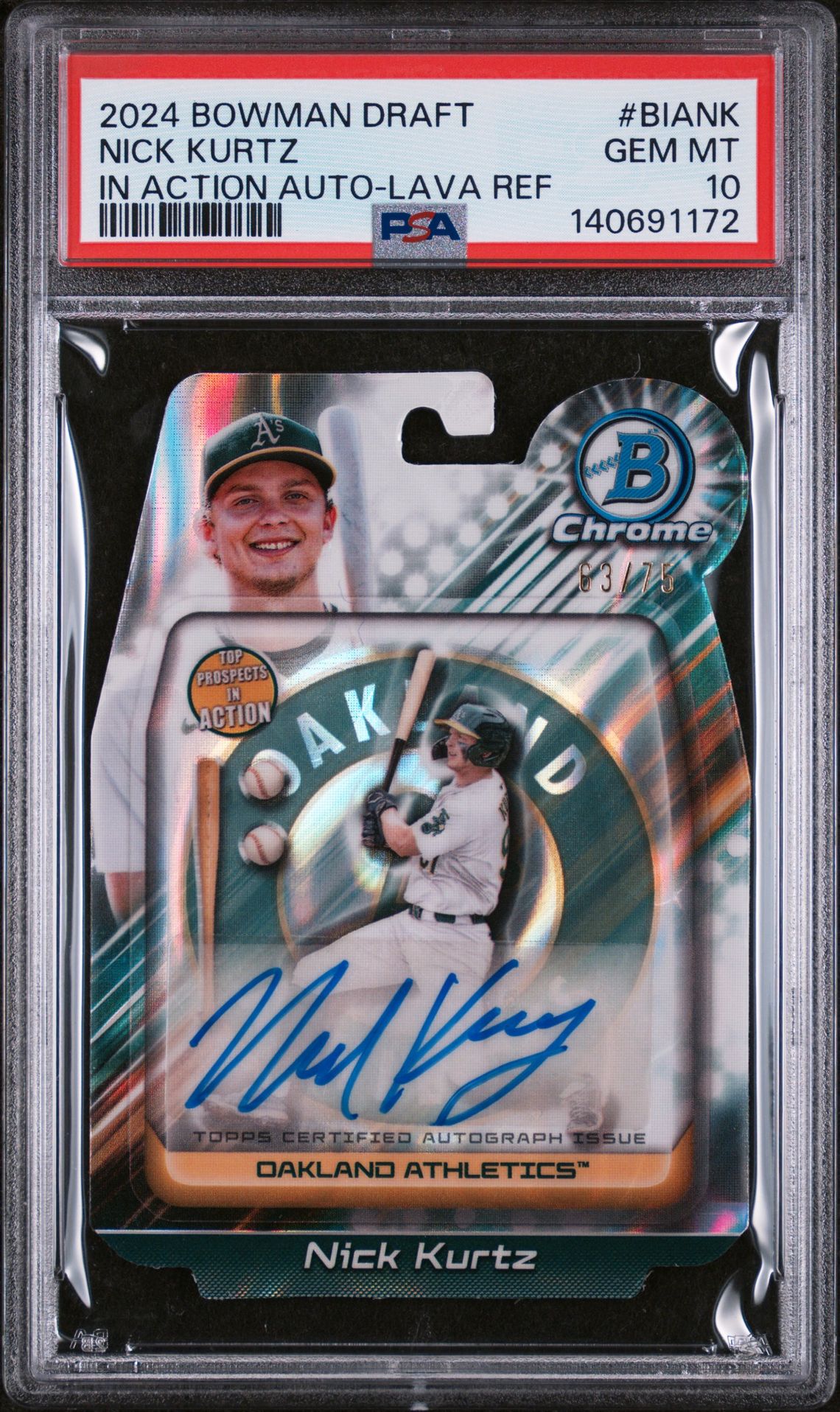 2024 Bowman BOWMAN DRAFT BOWMAN IN ACTION AUTOGRAPHS LAVA REF #BIANK Nick Kurtz front
