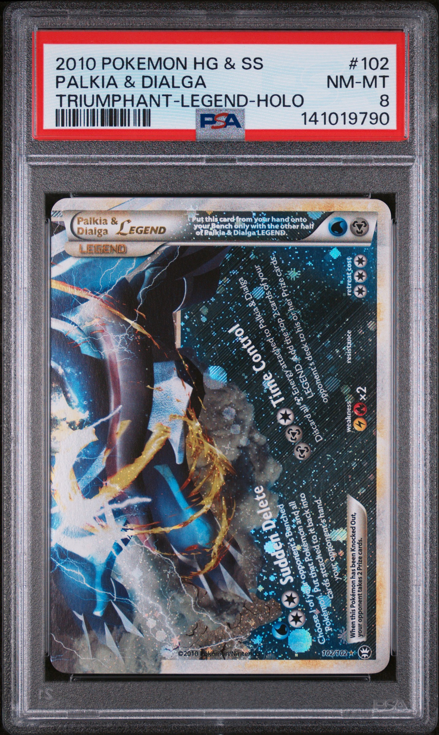 2010 #102 Palkia & Dialga Legend-Holo PSA 8 Heartgold & Soulsilver Triumphant