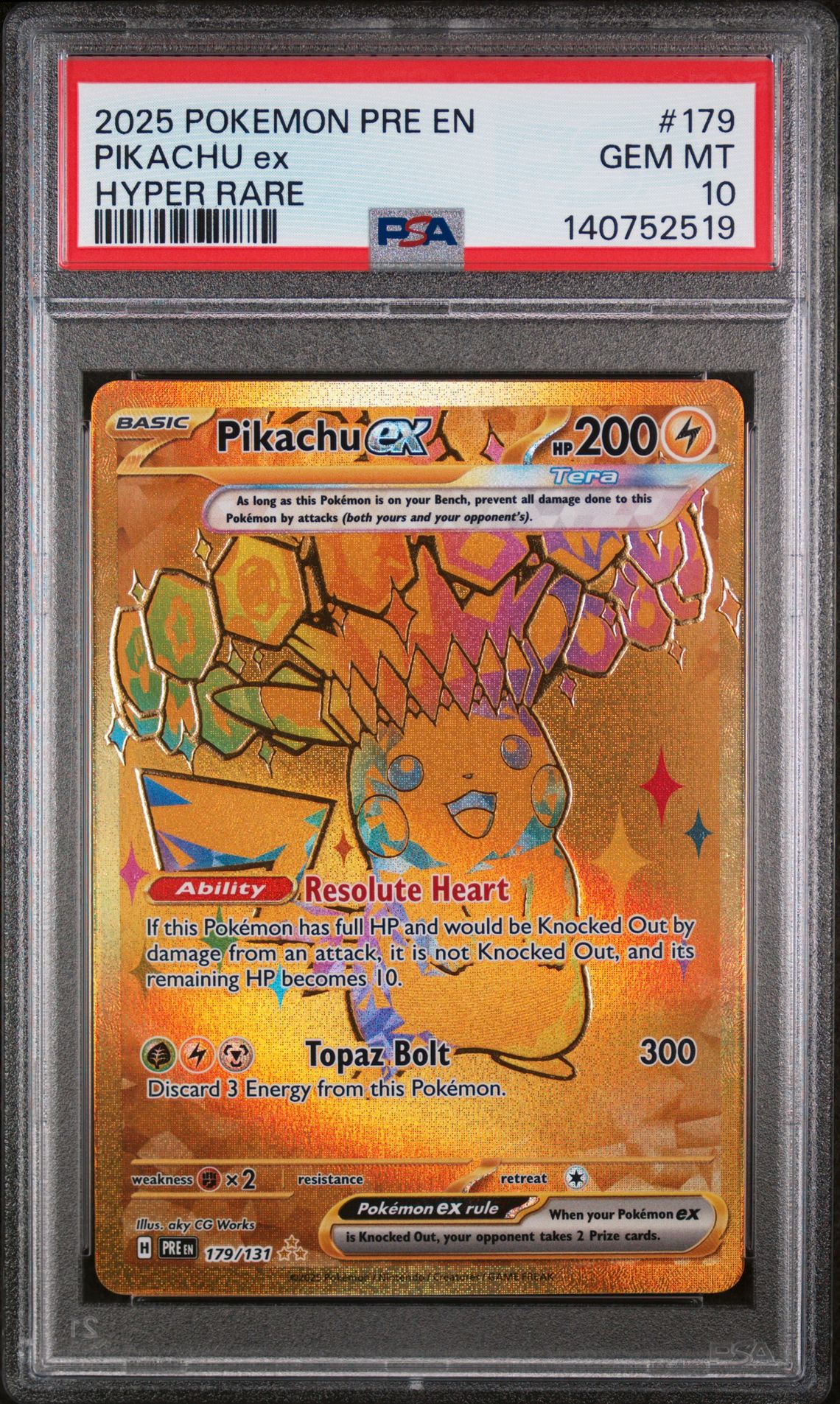 2025 Pokemon Prismatic Evolutions HYPER RARE #179 Pikachu EX front