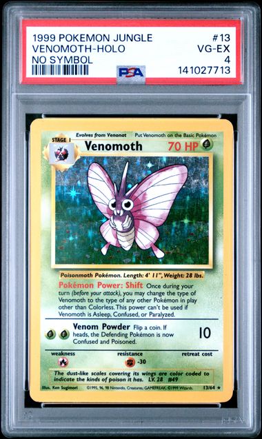 1999 Pokemon POKEMON JUNGLE NO SYMBOL #13 Venomoth-Holo front