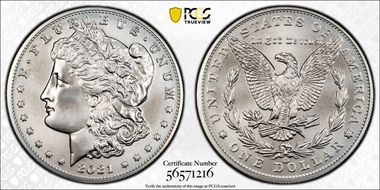 2021-CC Privy $1 Morgan Dollar 100th Anniversary MS69