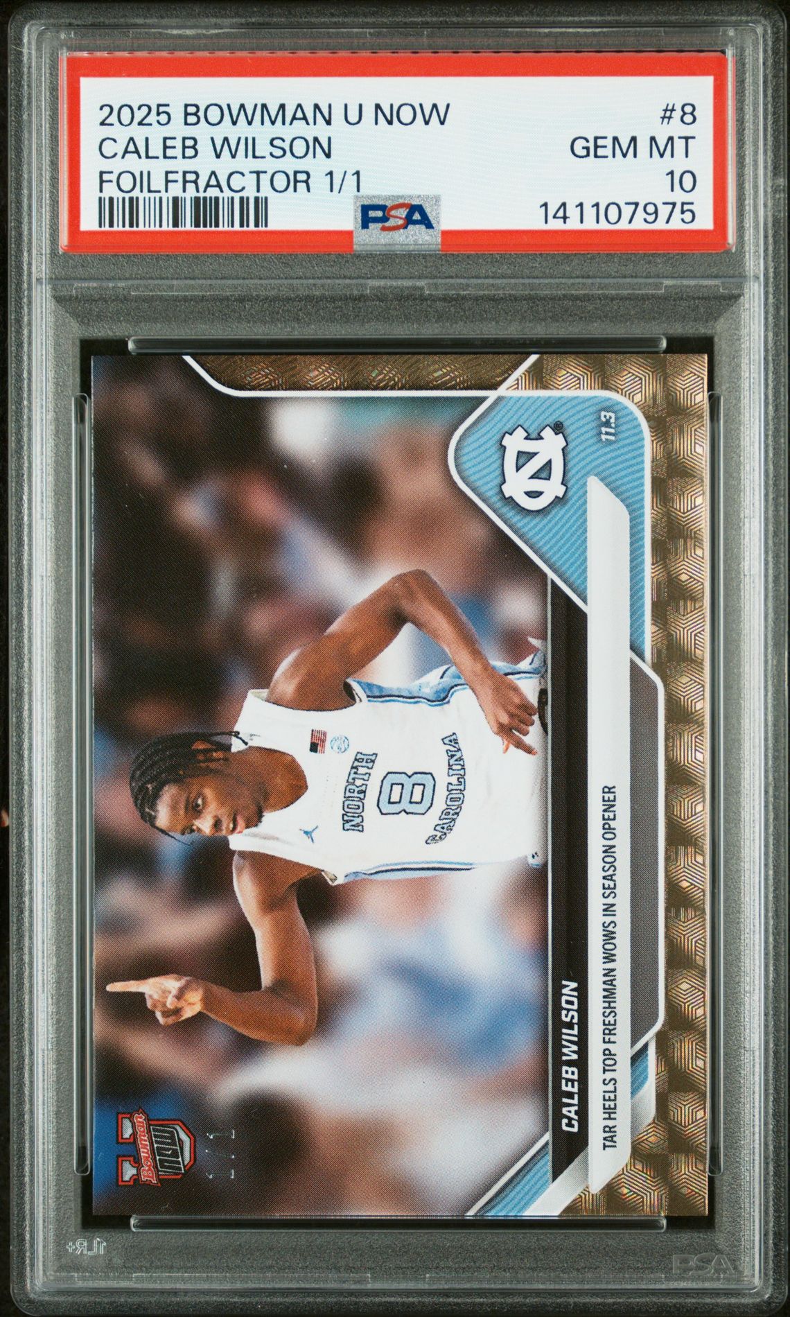 2025 Bowman BOWMAN U NOW FOILFRACTOR 1/1 #8 Caleb Wilson front
