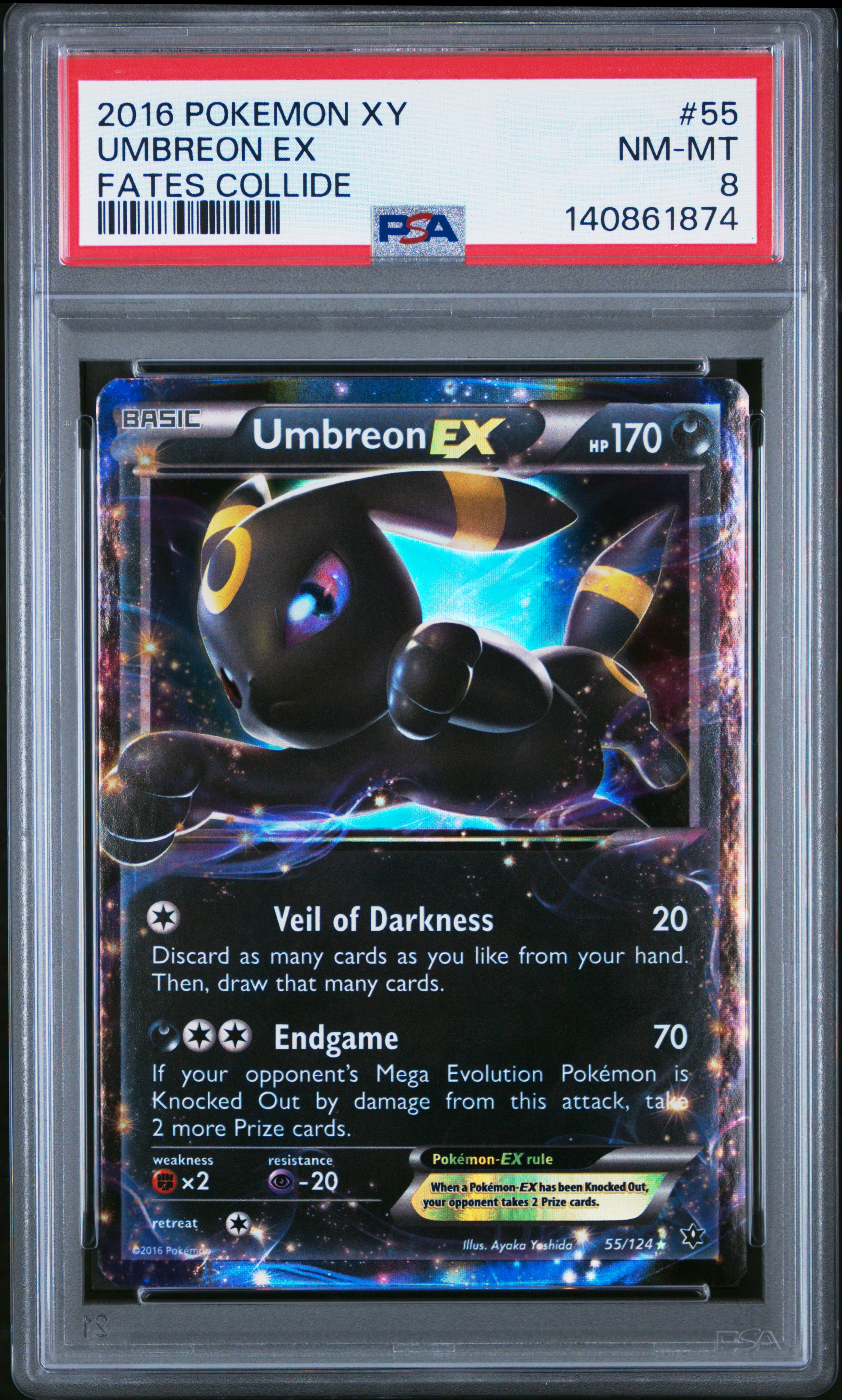 2016 #55 Umbreon EX PSA 8 XY Fates Collide Pokemon