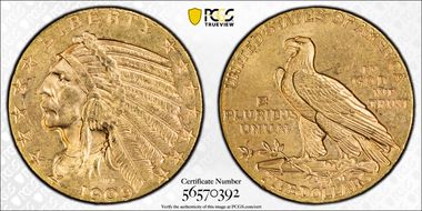 1909 $5 MS63+