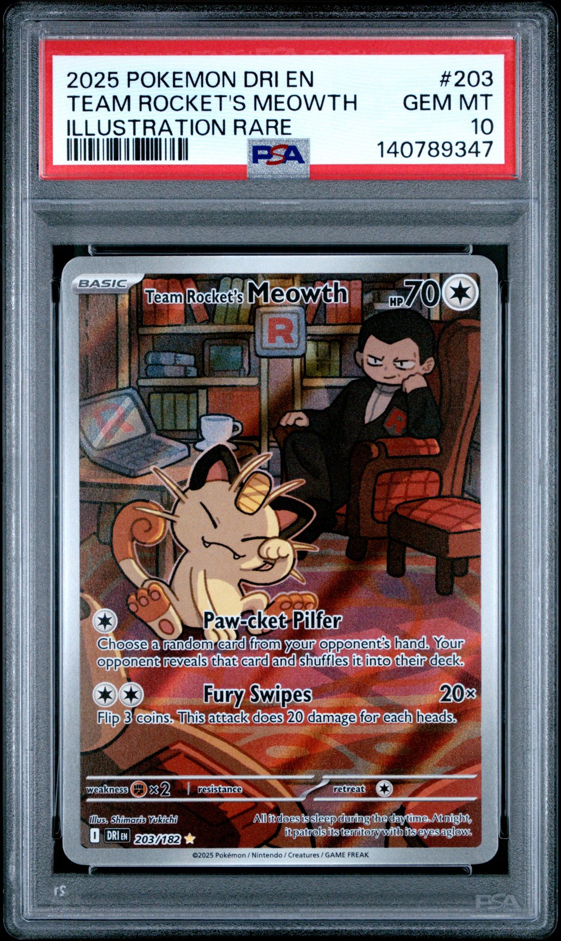 2025 Pokemon POKEMON DRI EN-DESTINED RIVALS ILLUSTRATION RARE #203 Team Rocket's Meowth front